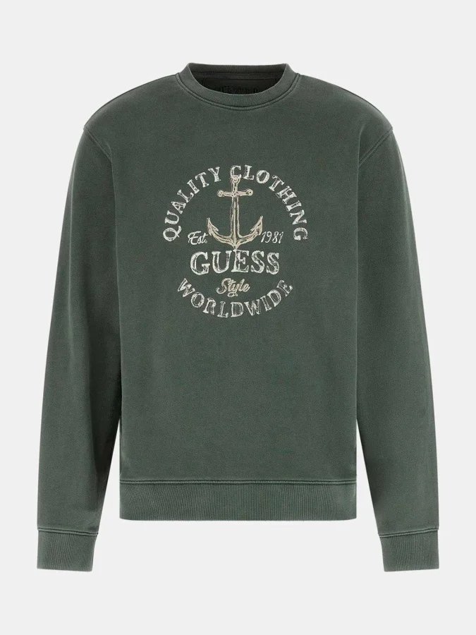 GUESS - LS WASHED LOGO CREW