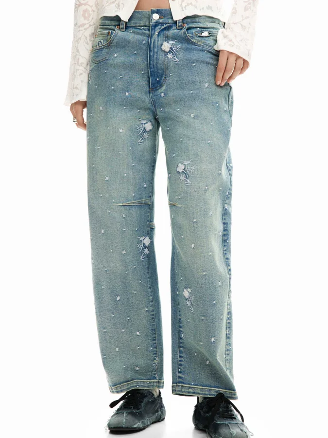 DESIGUAL - Embroidered jeans 2