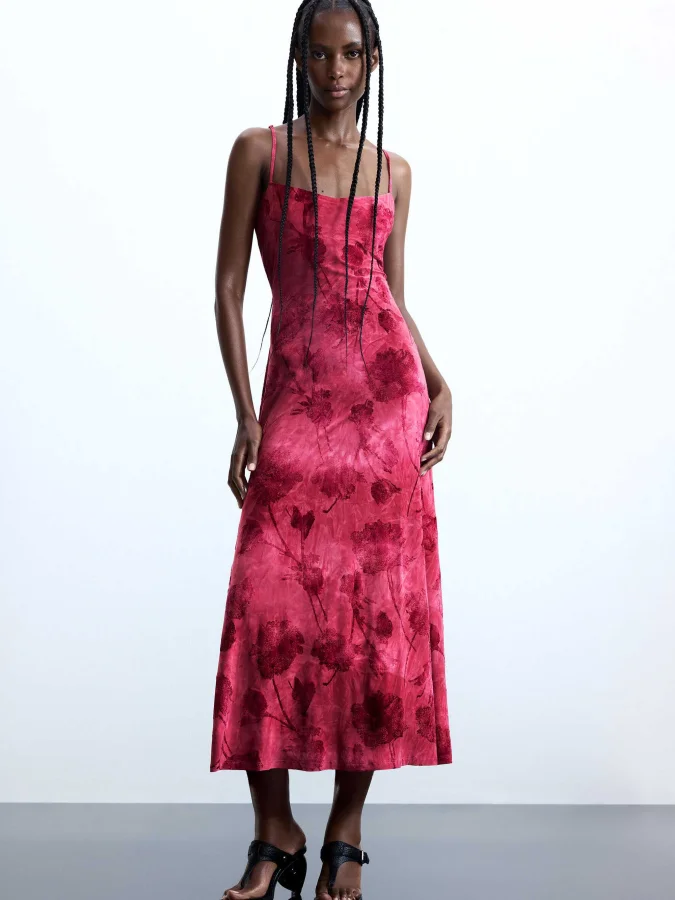 DESIGUAL - Flocked strap dress