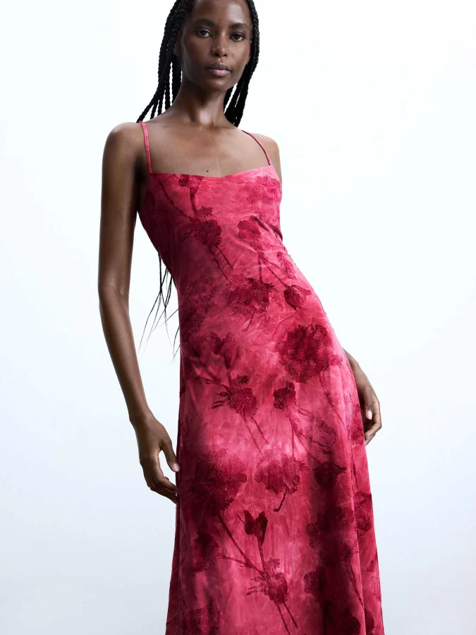 DESIGUAL - Flocked strap dress 2