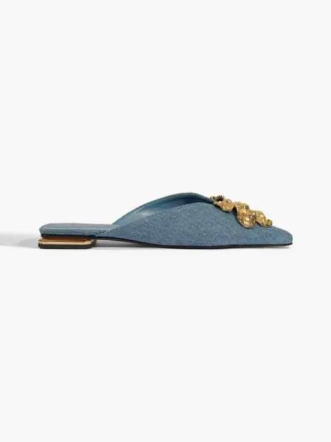 Schutz - Flora Jeans Flat Mule