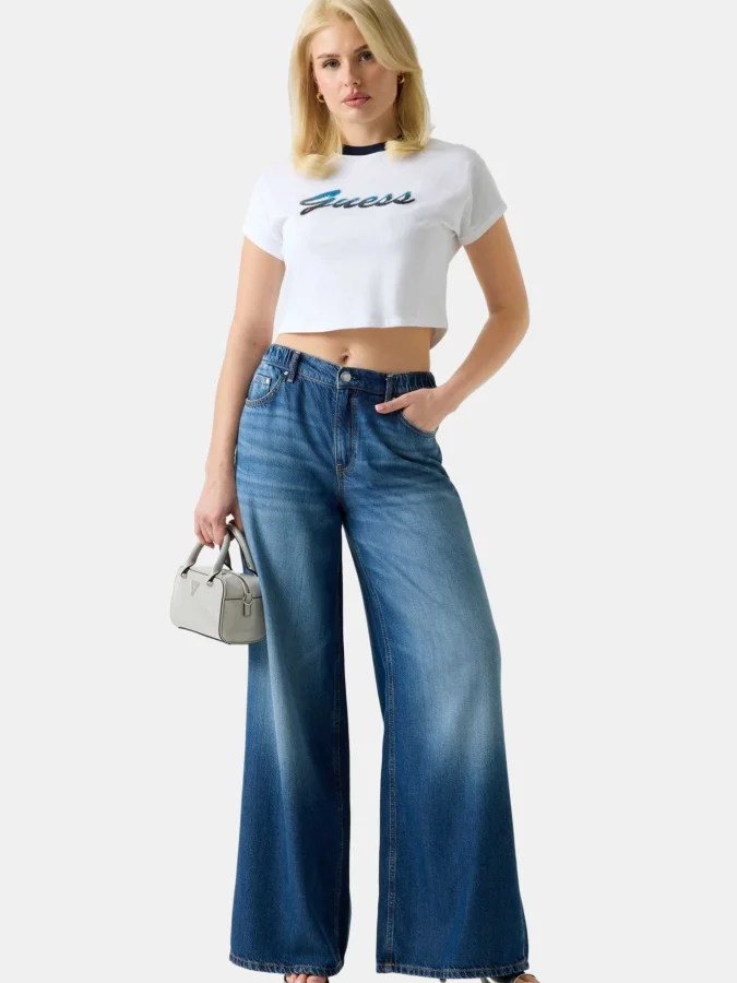GUESS - SS CN SCRIPT CROP TEE 2