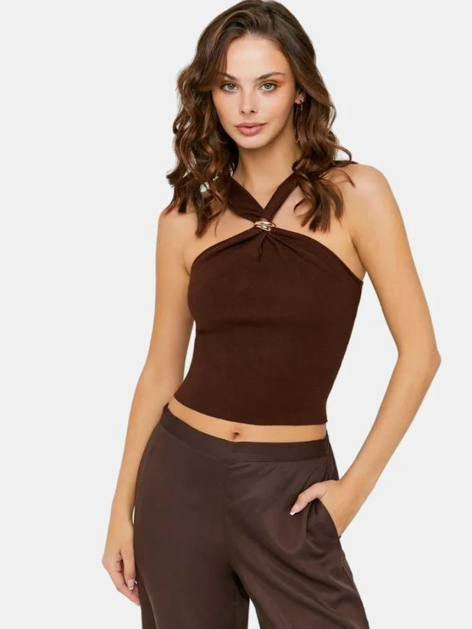 Tally Weijl - Brown halter top 2