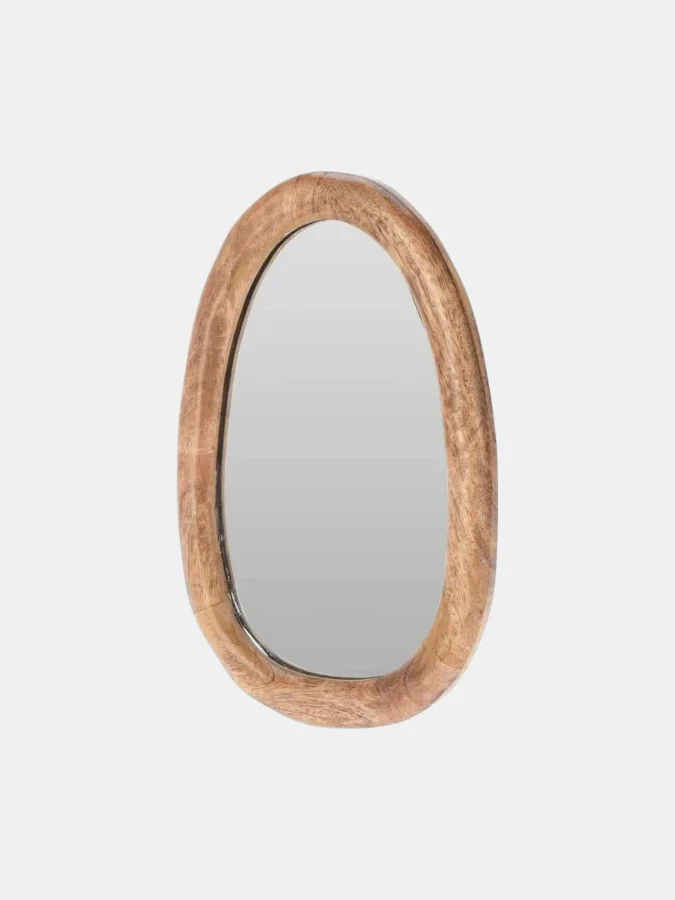 MIRROR OVAL WOOD 25CM NATUREL