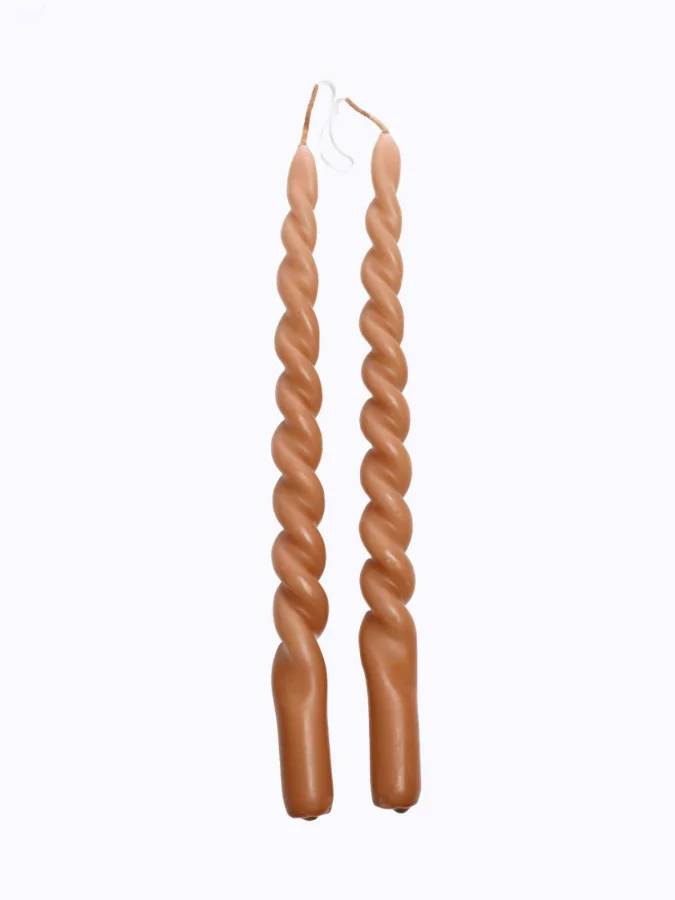 DINNER CANDLE SET OF 2 TAUPE