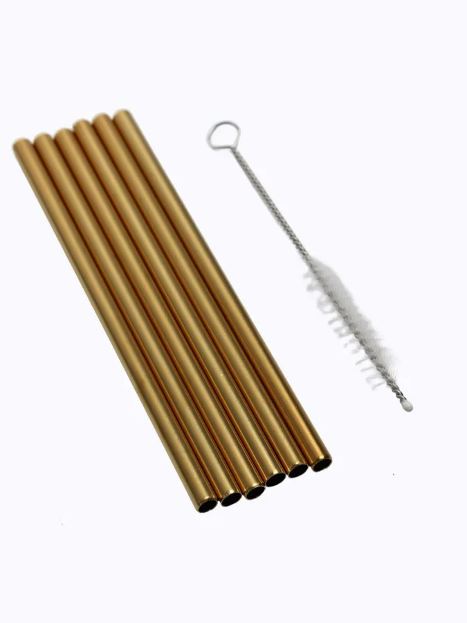 DRINKING STRAWS SET 6 GOLD CLR 2