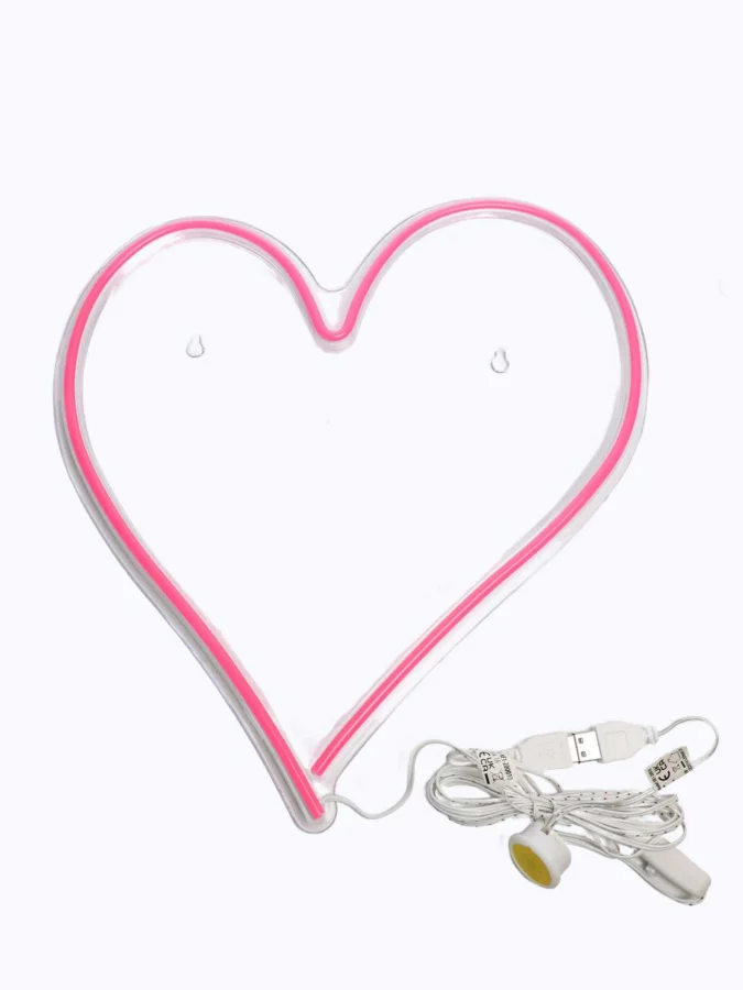 NEON HEART WANDDECO 34X32CM