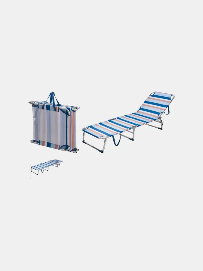 CAMPING BED ALU BLUE STRIPES