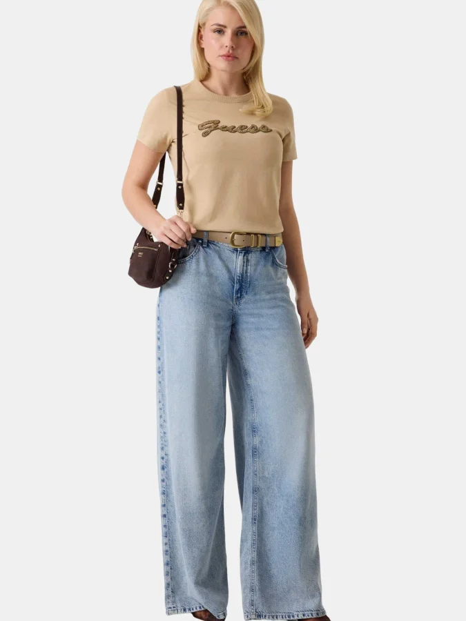 GUESS - SS CN BEADS SCRIPT TEE 2
