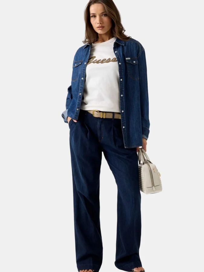 GUESS - SS CN BEADS SCRIPT TEE 2