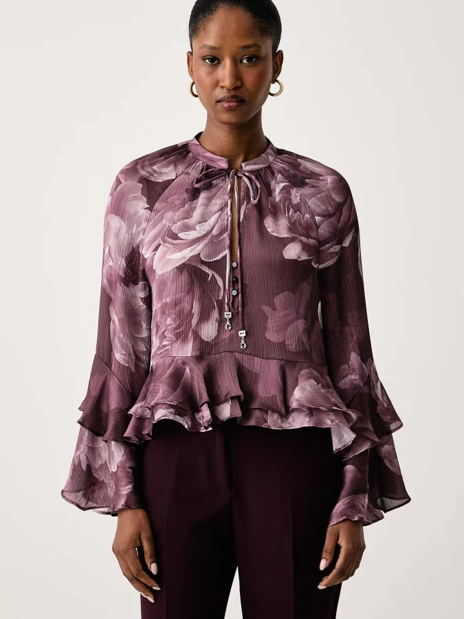 GUESS - LS NICOLE RUFFLED...
