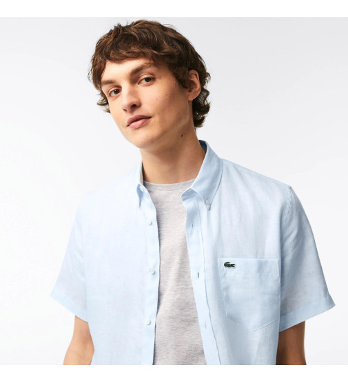 lacoste linen short sleeve shirt