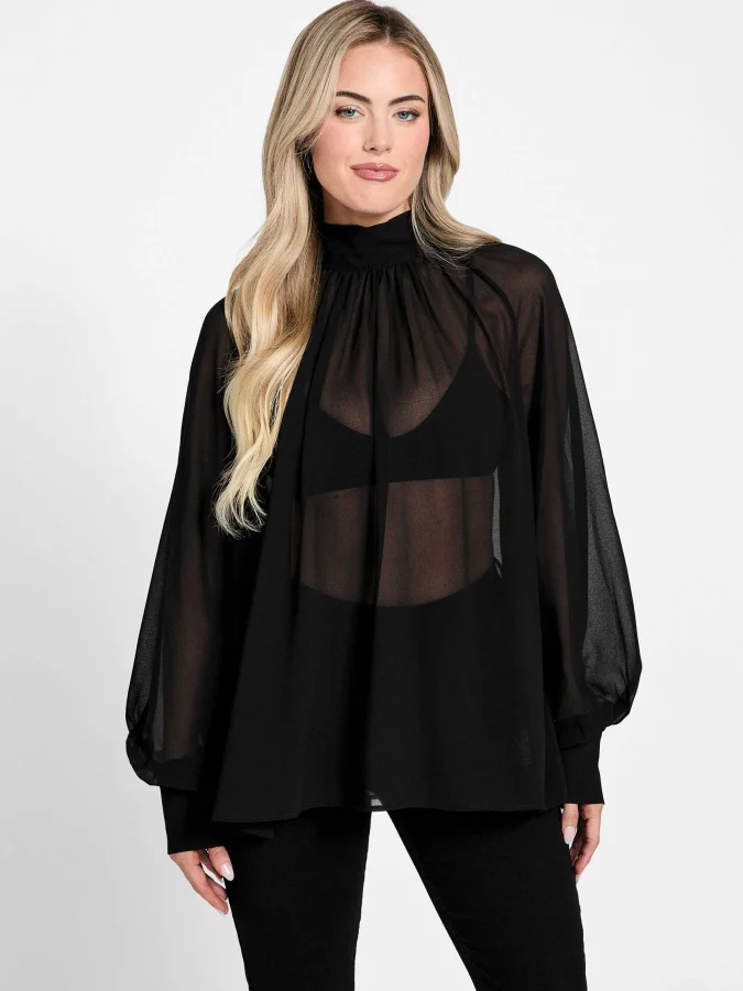 GUESS - LS AUDRINE BOW BLOUSE