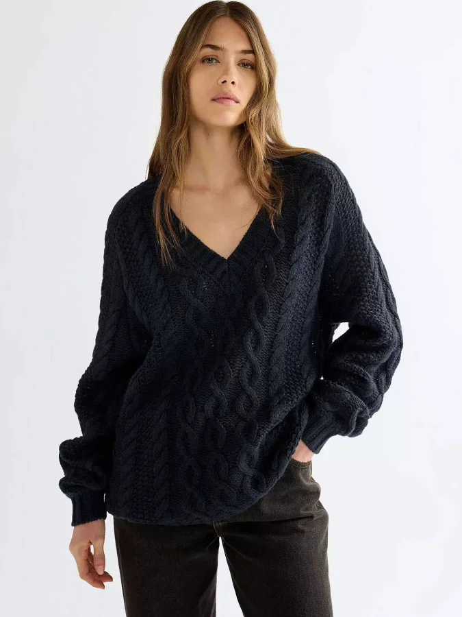 Wrangler - V NECK CABLE KNIT