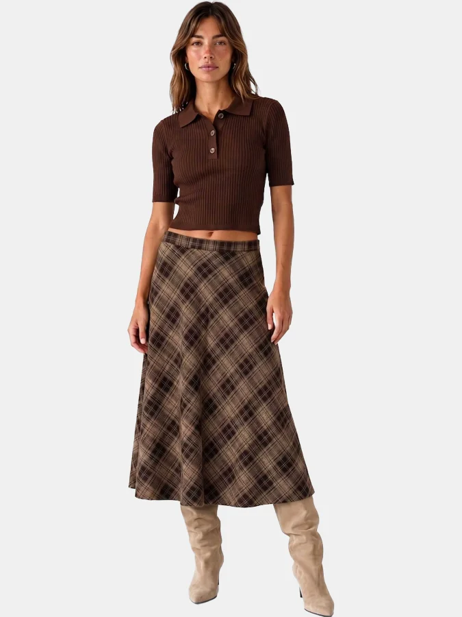 KOTON - Flared Checked Skirt