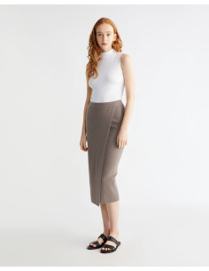 Calvin Klein White Label Khaki Linen Pencil Skirt in Natural