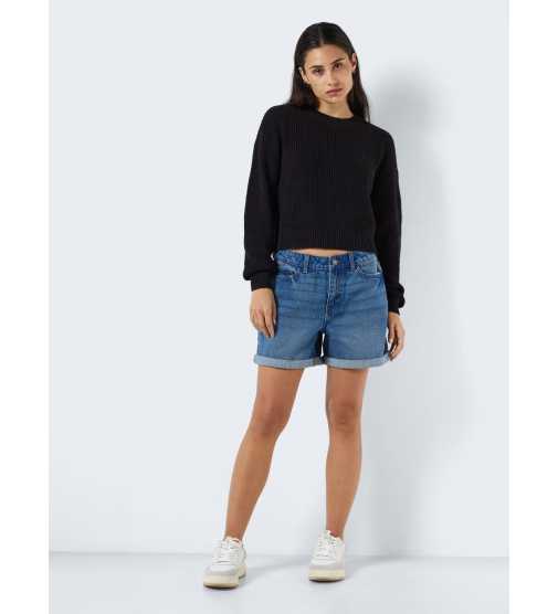 Noisy May Nmmaysa L/S: Maglione Donna Corto A Collo Alto In Misto Cotone, Perfetto Con Jeans E Sneaker!