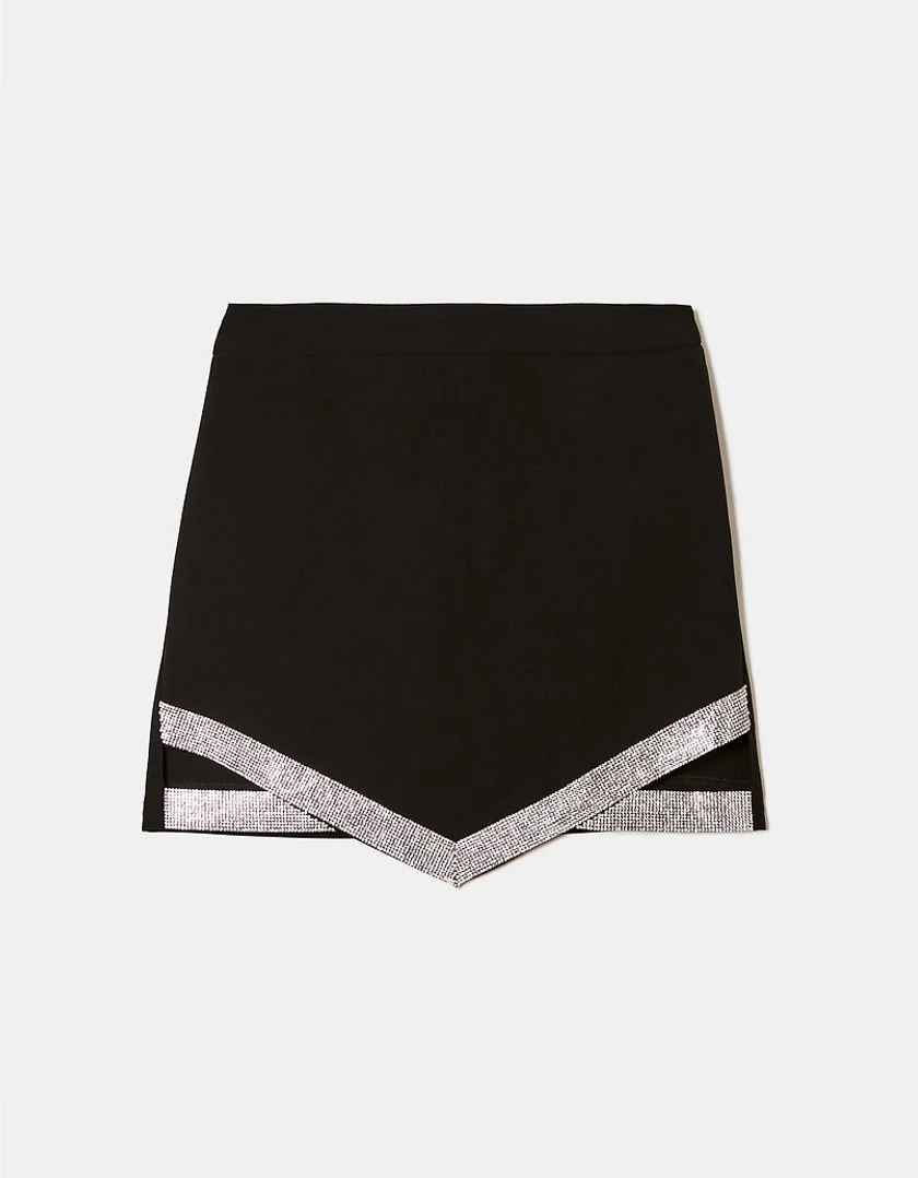 Tally Weijl - BLACK STRASS MINI SKIRT Tally Weijl - BLACK STRASS MINI SKIRT