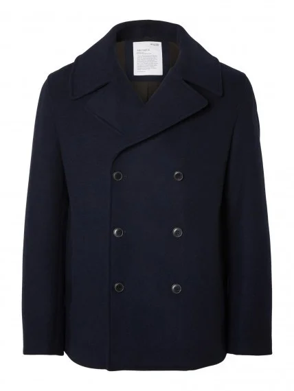 SELECTED MEN - SLHARCHIVE WOOL PEACOAT W SELECTED MEN - SLHARCHIVE WOOL PEACOAT W