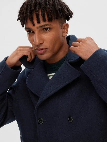 SELECTED MEN - SLHARCHIVE WOOL PEACOAT W SELECTED MEN - SLHARCHIVE WOOL PEACOAT W