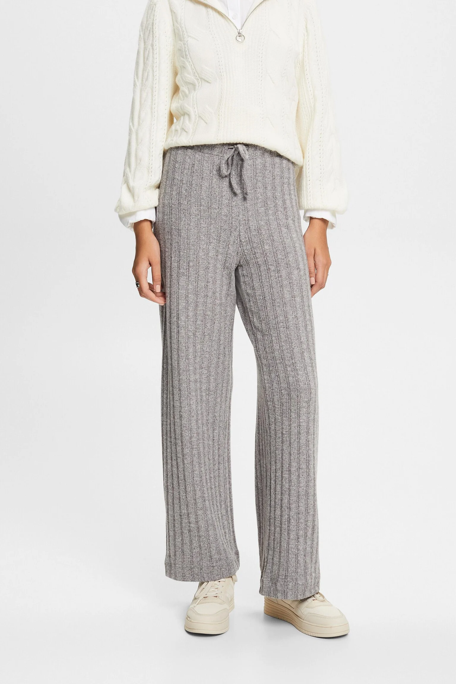 ESPRIT - Brushed Rib-Knit Pants ESPRIT - Brushed Rib-Knit Pants