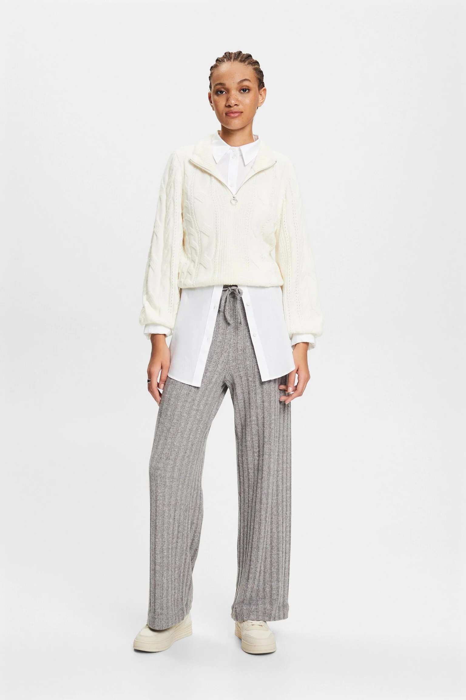 ESPRIT - Brushed Rib-Knit Pants ESPRIT - Brushed Rib-Knit Pants