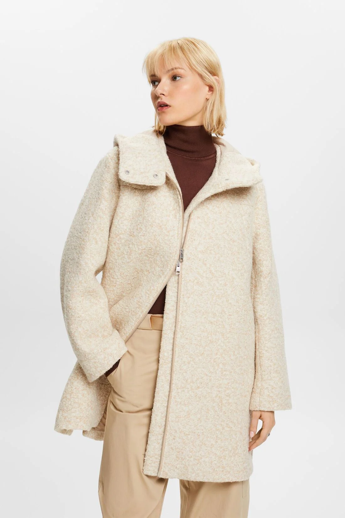 ESPRIT - Hooded Curly Wool-Blend Coat ESPRIT - Hooded Curly Wool-Blend Coat