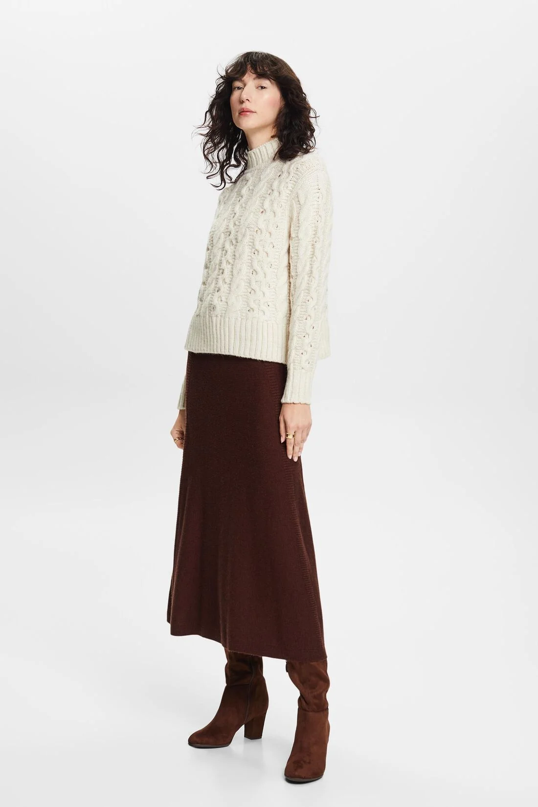ESPRIT - Cable-Knit Wool-Blend Sweater ESPRIT - Cable-Knit Wool-Blend Sweater