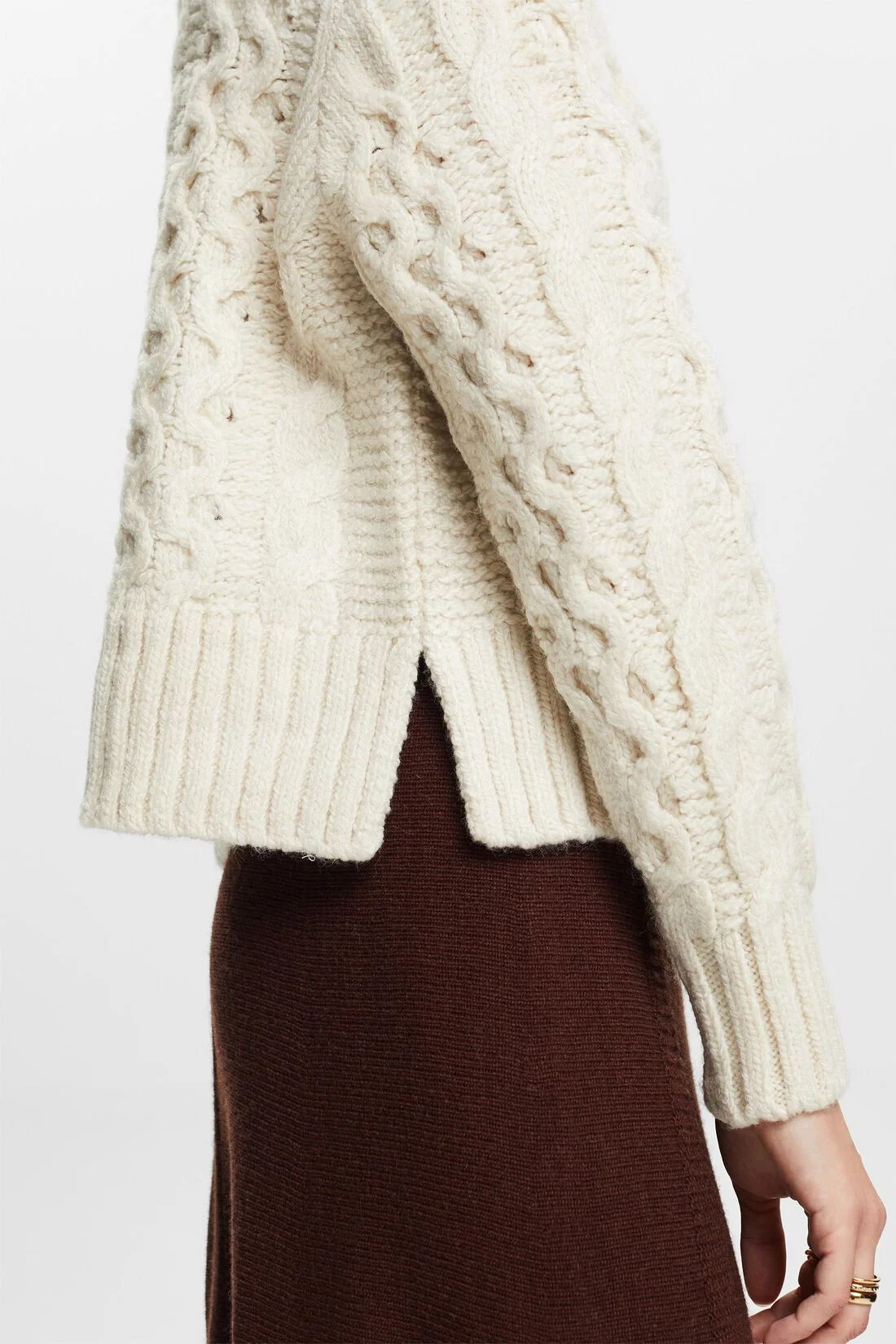 ESPRIT - Cable-Knit Wool-Blend Sweater ESPRIT - Cable-Knit Wool-Blend Sweater