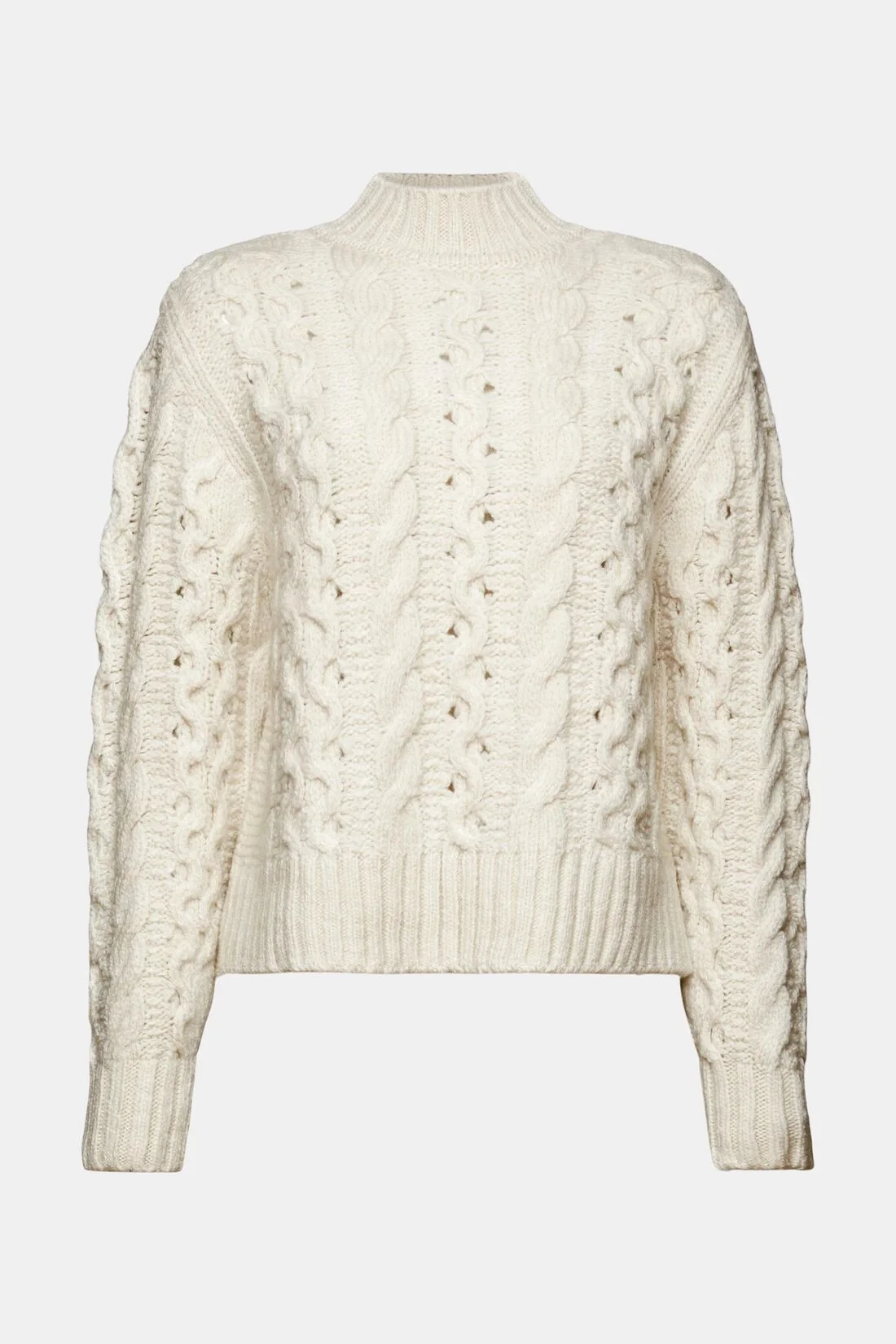 ESPRIT - Cable-Knit Wool-Blend Sweater ESPRIT - Cable-Knit Wool-Blend Sweater