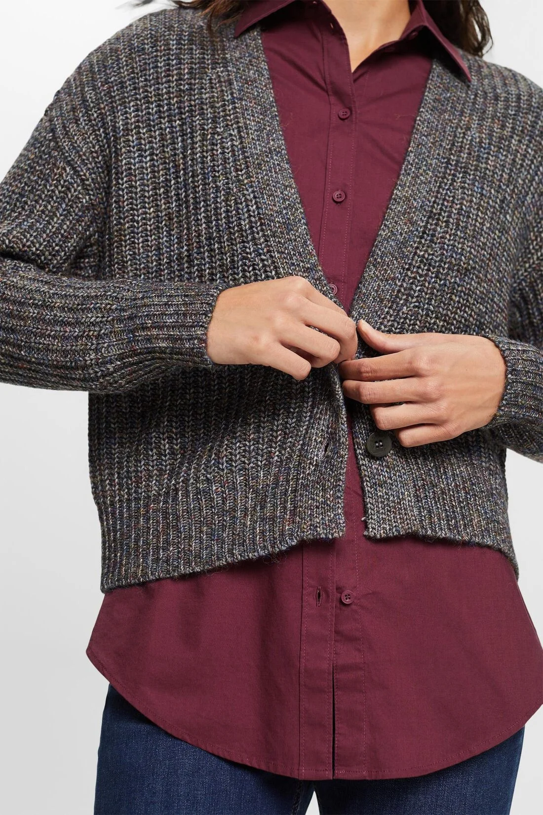 ESPRIT - Multicolor ribbed knit cardigan ESPRIT - Multicolor ribbed knit cardigan