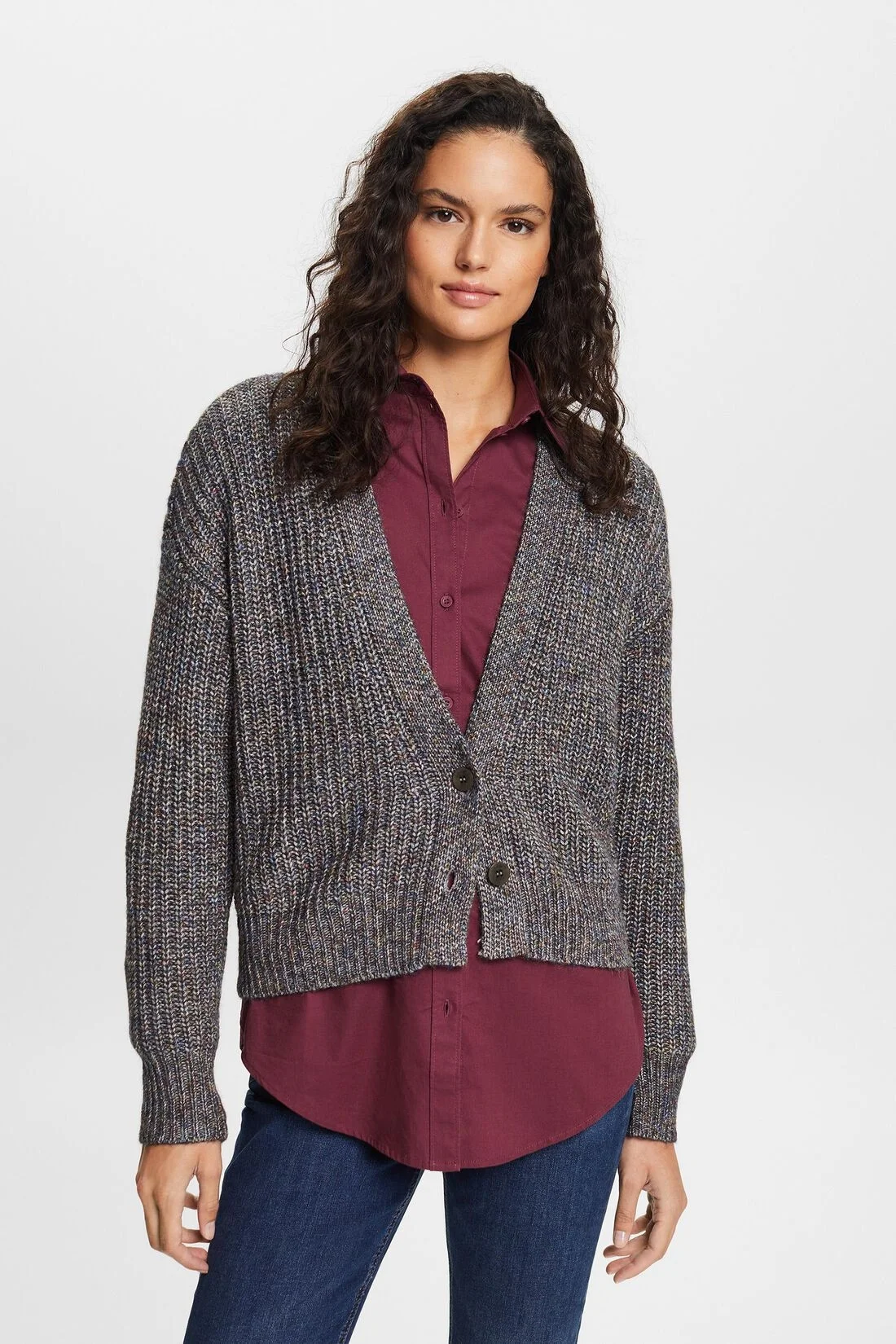 ESPRIT - Multicolor ribbed knit cardigan ESPRIT - Multicolor ribbed knit cardigan