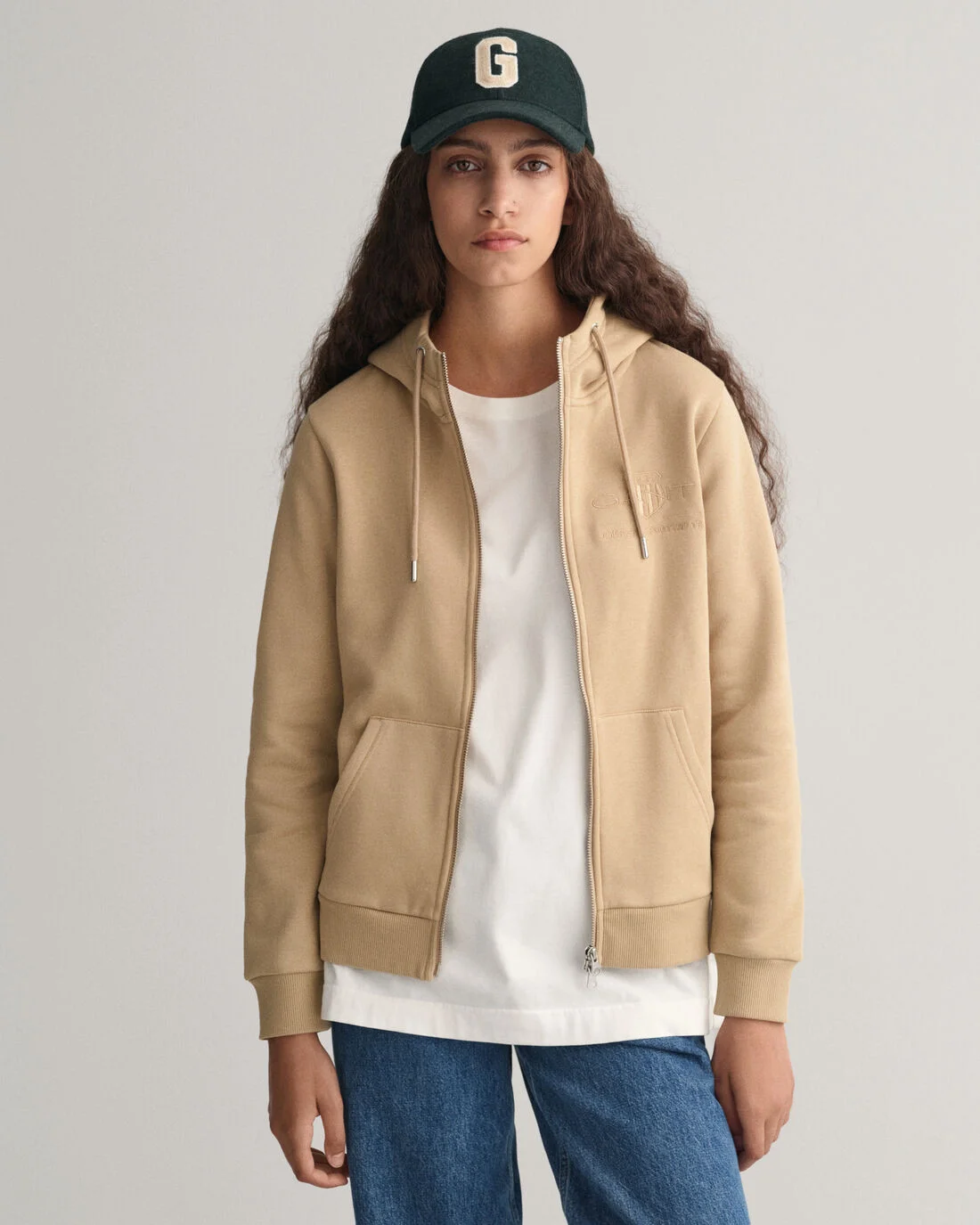Gant - REG TONAL SHIELD ZIP HOODIE Gant - REG TONAL SHIELD ZIP HOODIE