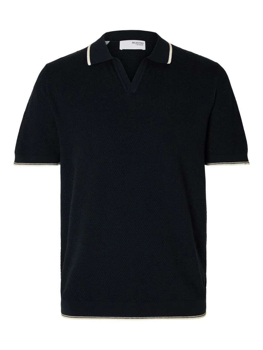 SELECTED MEN - SLHARLO SS KNIT OPEN POLO SELECTED MEN - SLHARLO SS KNIT OPEN POLO