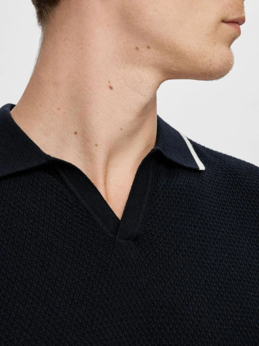 SELECTED MEN - SLHARLO SS KNIT OPEN POLO SELECTED MEN - SLHARLO SS KNIT OPEN POLO