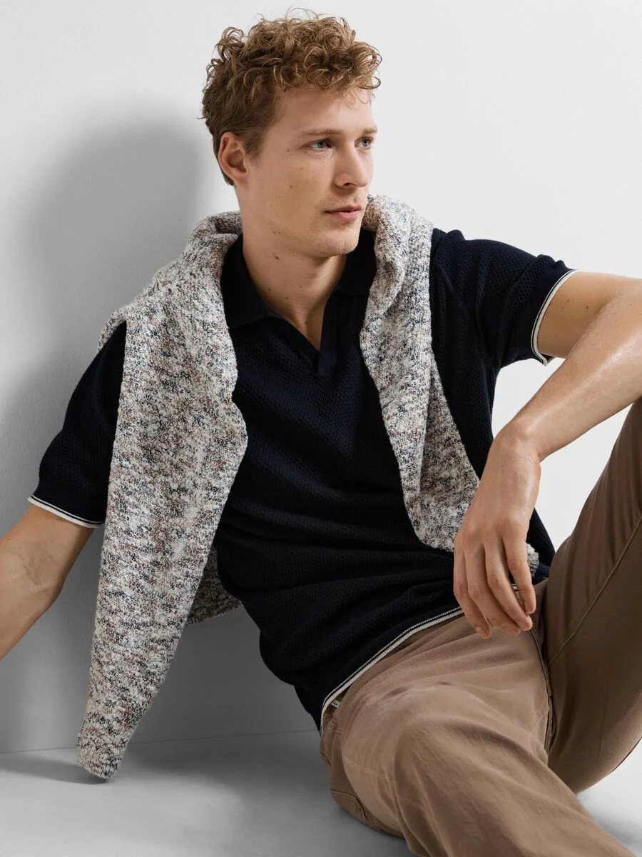 SELECTED MEN - SLHARLO SS KNIT OPEN POLO SELECTED MEN - SLHARLO SS KNIT OPEN POLO