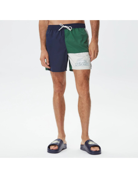 Lacoste - men's colorblock swim trunks Size XL