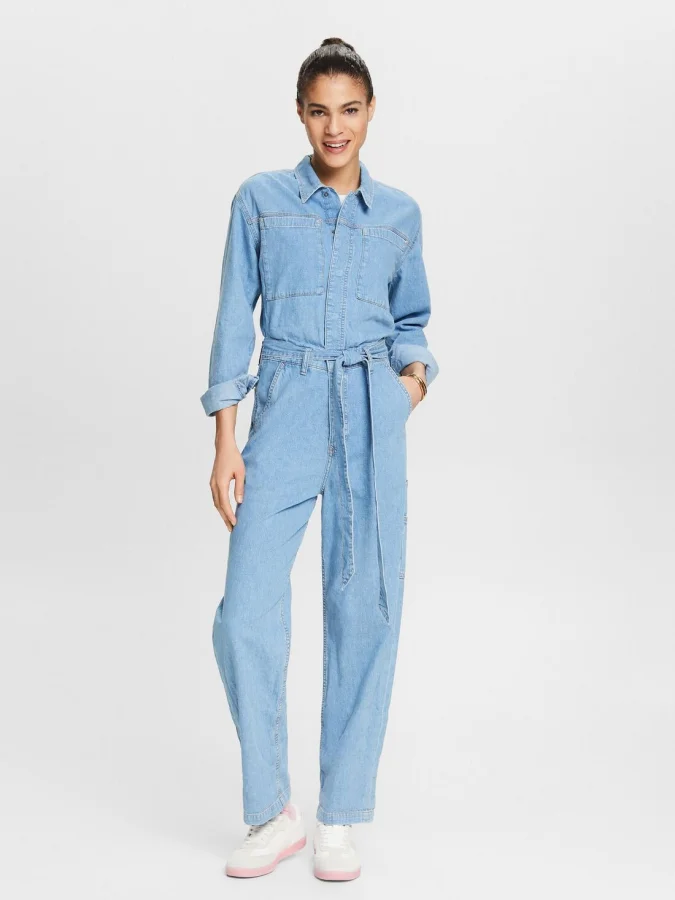 ESPRIT - Belted Denim Jumpsuit