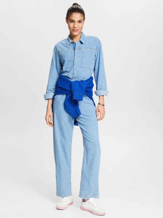 ESPRIT - Belted Denim Jumpsuit 2