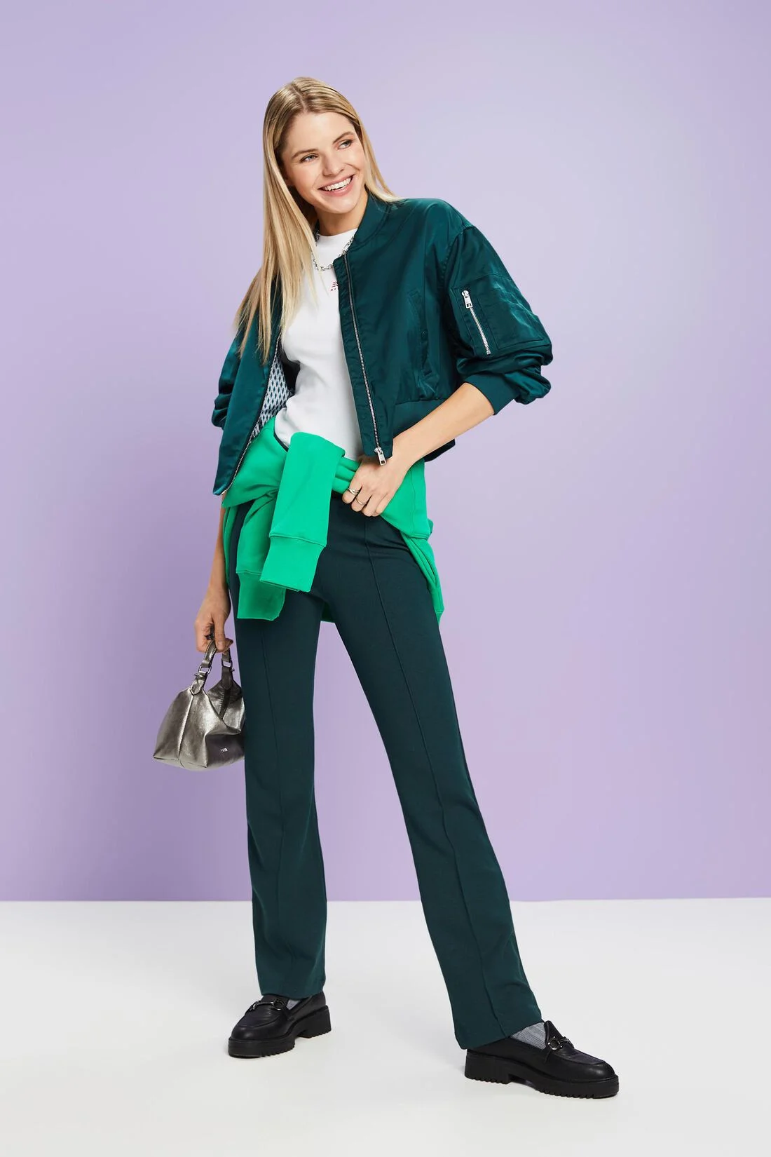 ESPRIT - Cropped Satin Bomber Jacket ESPRIT - Cropped Satin Bomber Jacket