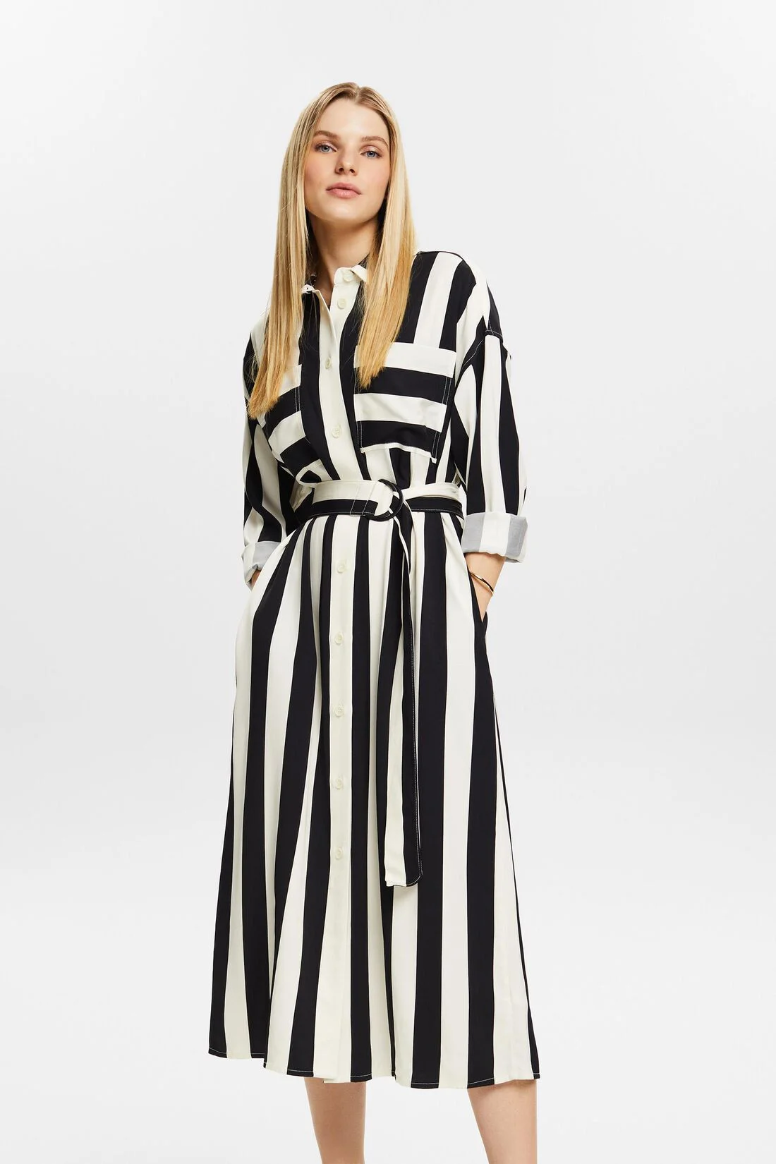 ESPRIT - Striped Belted Shirt Dress ESPRIT - Striped Belted Shirt Dress