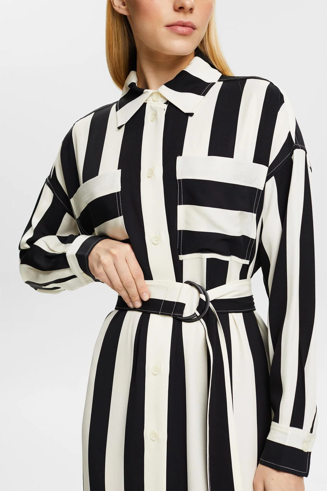 ESPRIT - Striped Belted Shirt Dress ESPRIT - Striped Belted Shirt Dress