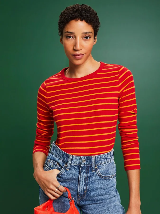 ESPRIT - Striped Rib-Knit Top