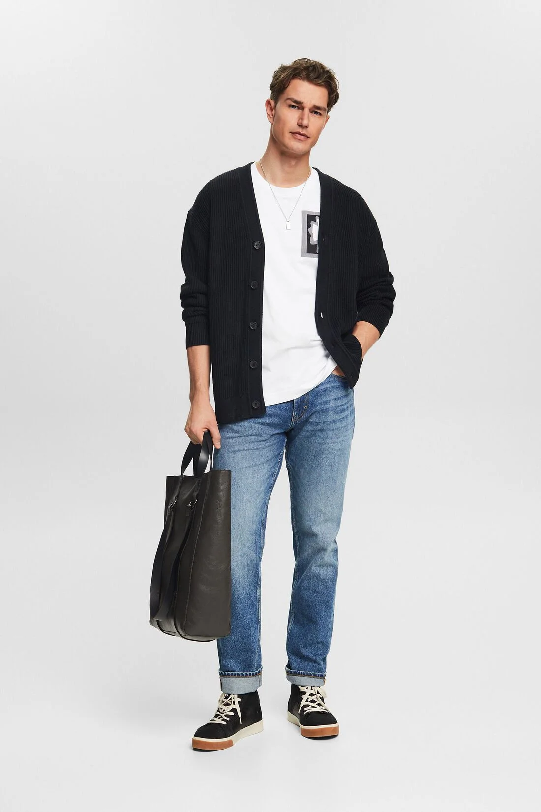 ESPRIT - Rib-Knit V-Neck Cardigan ESPRIT - Rib-Knit V-Neck Cardigan