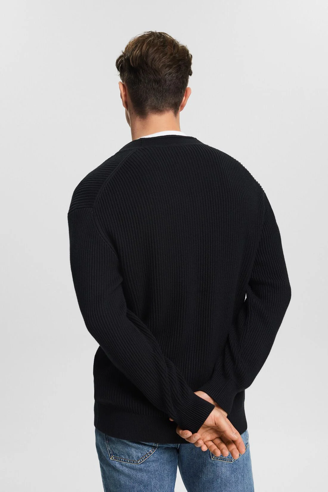 ESPRIT - Rib-Knit V-Neck Cardigan ESPRIT - Rib-Knit V-Neck Cardigan