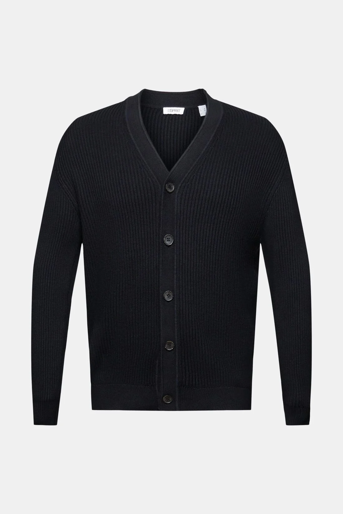 ESPRIT - Rib-Knit V-Neck Cardigan ESPRIT - Rib-Knit V-Neck Cardigan