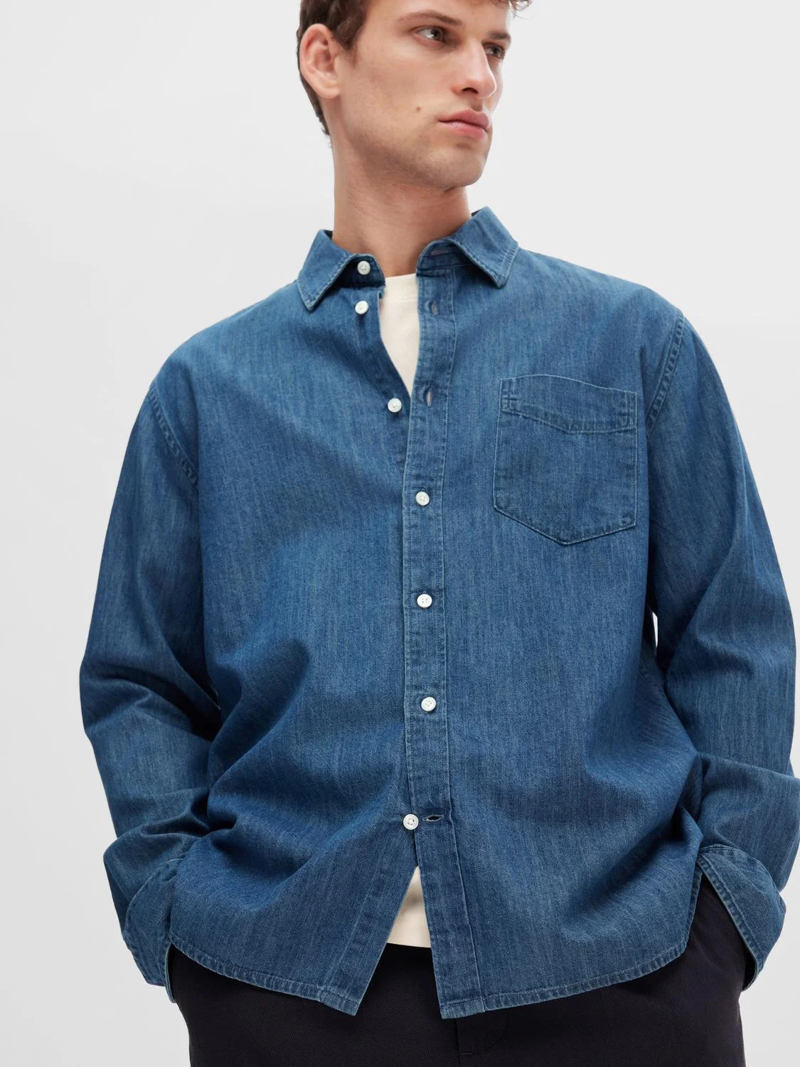 SELECTED MEN - SLHREG-TOM SHIRT LS DENIM SELECTED MEN - SLHREG-TOM SHIRT LS DENIM