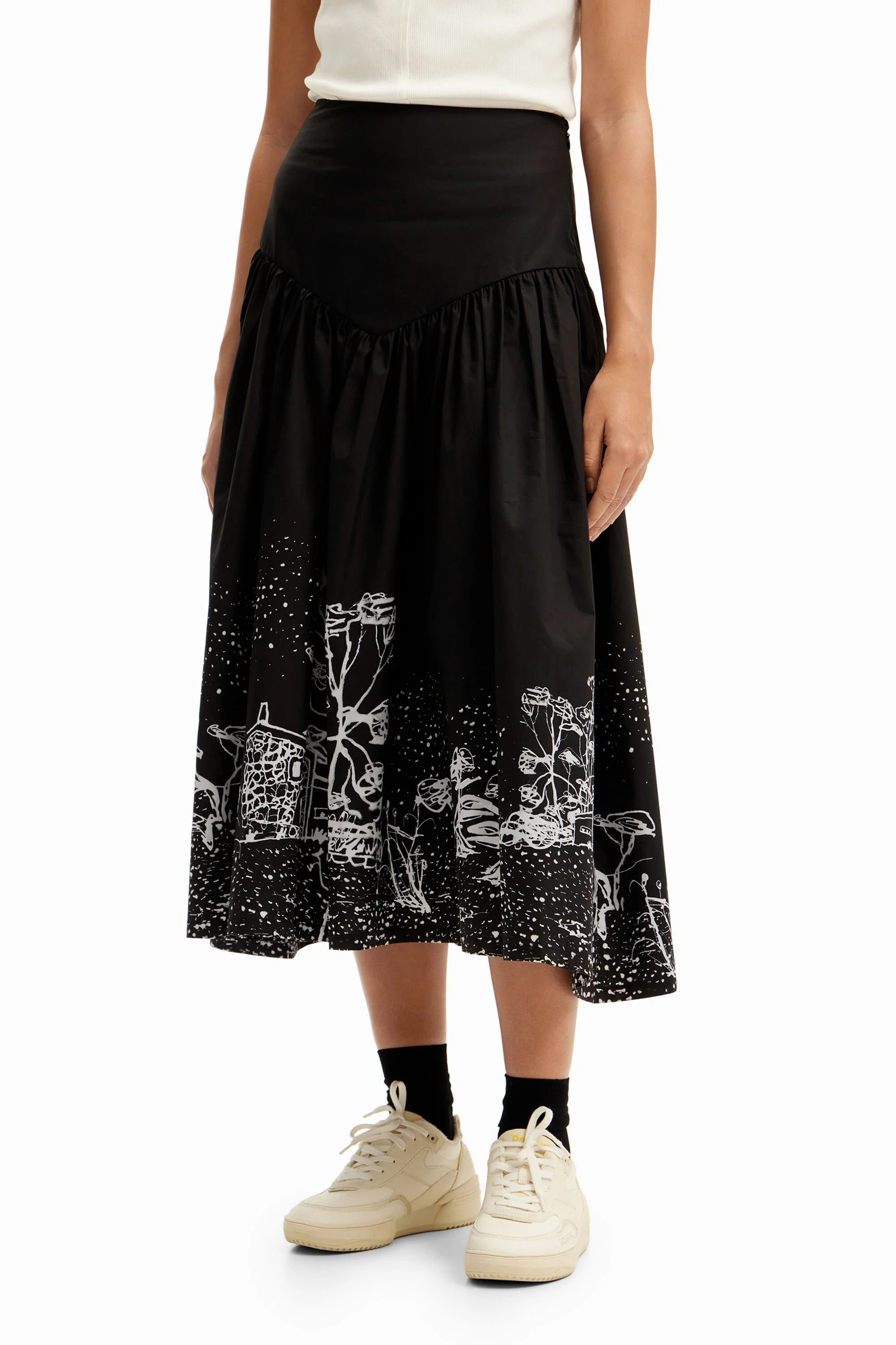 DESIGUAL - Poplin landscape midi skirt DESIGUAL - Poplin landscape midi skirt