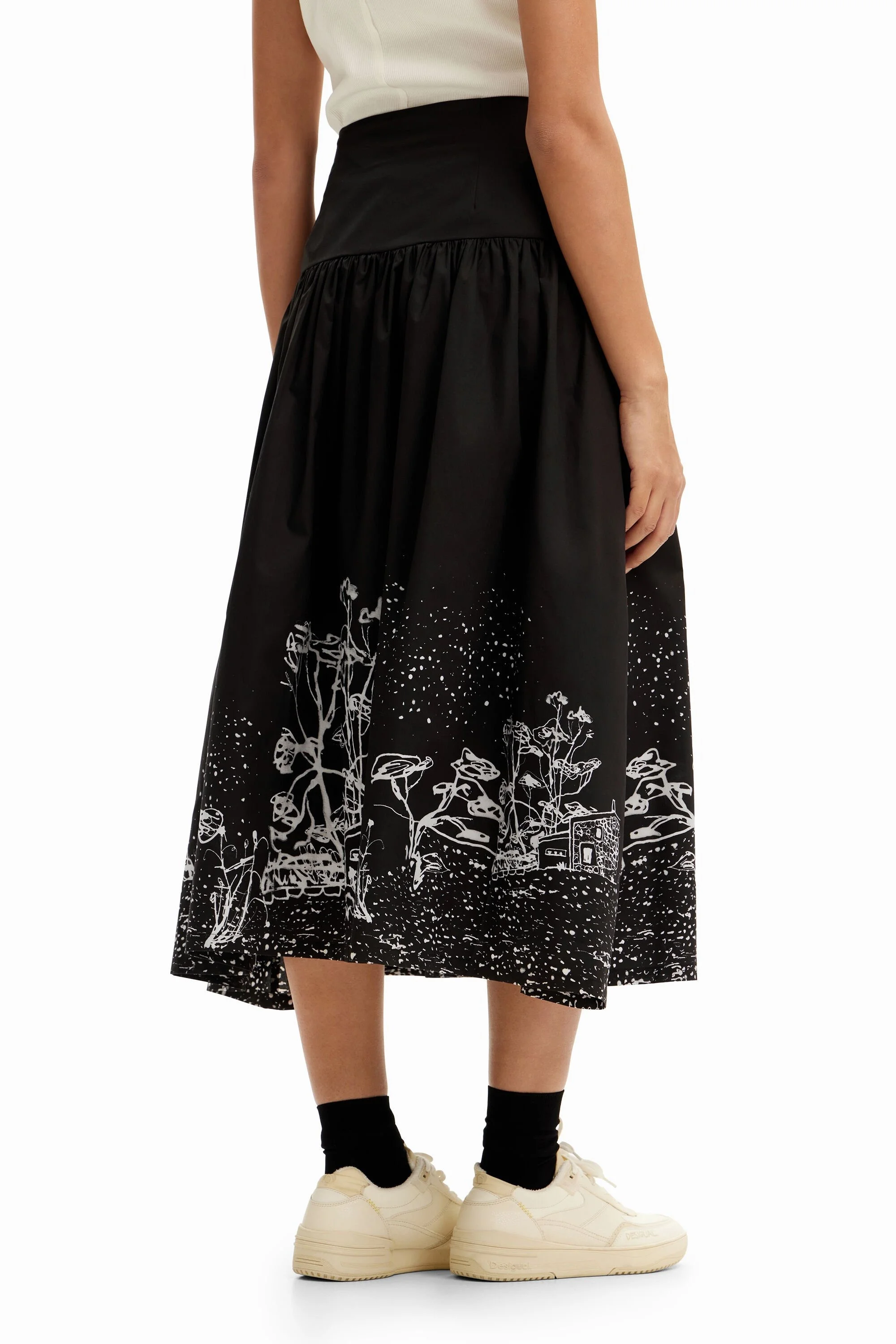 DESIGUAL - Poplin landscape midi skirt DESIGUAL - Poplin landscape midi skirt