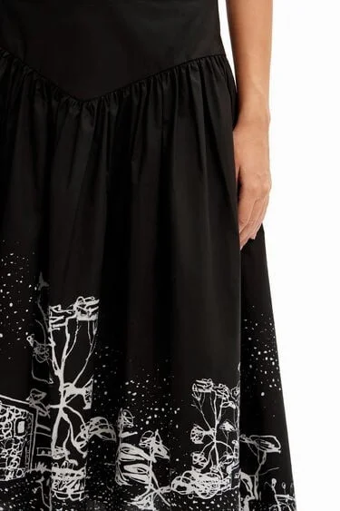 DESIGUAL - Poplin landscape midi skirt DESIGUAL - Poplin landscape midi skirt